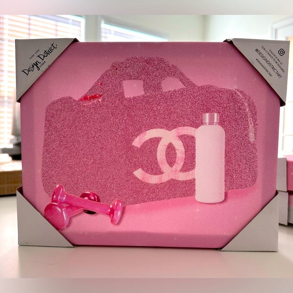 Set (2) Pink Sparkly Chanel Motivation Wall Art 💪🏼💎💕